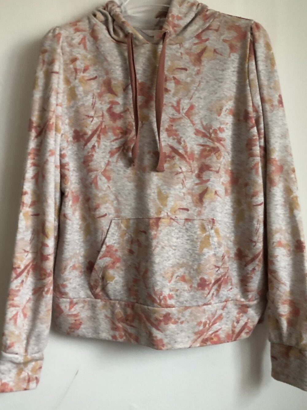 Floral Print Hoodie | Lauren Conrad | Pink & Grey | Medium